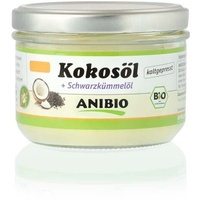 Anibio Bio Kokosöl - Kaltgepresst 200ml mit 5% Bio-Schwarzkümmelöl - Naturprodukt