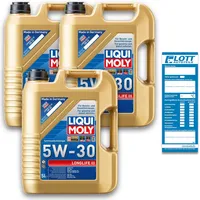 3x 5 Liter Liqui Moly Motorenöl Longlife III Motoröl 15 L Ö Oel Oil 5W-30 20647