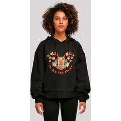 Kapuzenpullover F4NT4STIC "Groovy And Bright Weihnachten Disco Deer", Damen, Gr. XXL, schwarz, Obermaterial: 100% Baumwolle, casual, oversize, Langarm, Pullover, Premium Qualität, Christmas Collection
