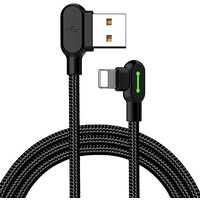 mcdodo - USB-Kabel – Lightning 90 Grad abgewinkelt, LED, 1,8 m, Schwarz