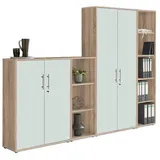 MID.YOU Aktenschrank Office Edition Sw Set 4, Weiß/Sonoma Eiche