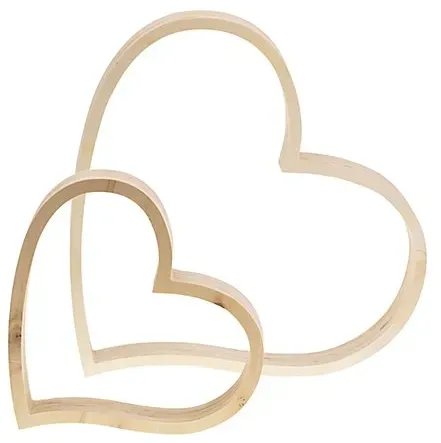 Herzen aus Holz, 30 cm und 20 cm, 2 Stück