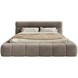 FEDVE Polsterbett Taupe Textil, 140x200 cm, - Taupe