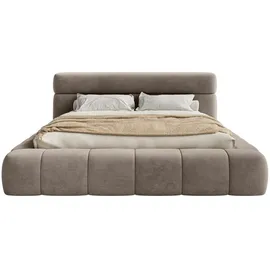 FEDVE Polsterbett Taupe Textil, 140x200 cm, - Taupe