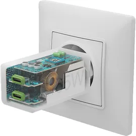 Hama Schnellladegerät, GaN, 2x USB-C, PD/Qualcomm®, Mini-Ladegerät, 65 W, Weiß