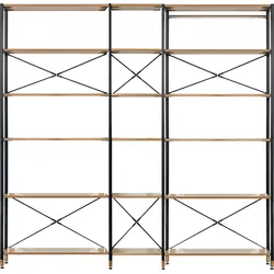 Mehrzweckregal HOME AFFAIRE, beige (natur, schwarz), B:210cm H:210cm T:30cm, Metall, MDF, Regale, MDF mit Akazie-Dekor