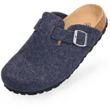 BOnova Wesel: Filzpantoffel in blau, Größe 48. Hausschuhe aus weichem Wollfilz, mit Kork-Fußbett, hergestellt in der EU - 48 EU