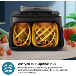Philips 5000 Series Steam Airfryer Dual Basket NA552/00 Dunkelgrau/Kupfer