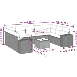 vidaXL Gartensofa-Set 10-tlg. braun