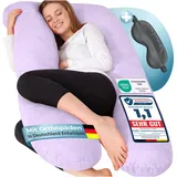 eloneo Seitenschläferkissen mit Bezug, Stillkissen, Schwangerschaftskissen XXL, Lila