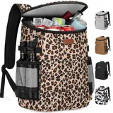Weicher Kühlrucksack für 30 Dosen/45 Dosen, isolierter auslaufsicherer Thermo-Lunch-Rucksack für Herren, Arbeit, kleine Kühltasche, Strand, Reisen, Picknick, Getränke, Bier (45 Dosen, Leopard)