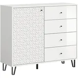 VCM Highboard Prisma 110 x 96 x 40 cm Weiß Hochglanz