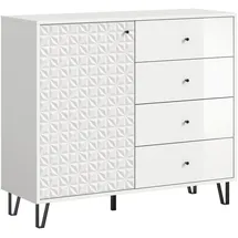 VCM Highboard Prisma 110 x 96 x 40 cm Weiß Hochglanz