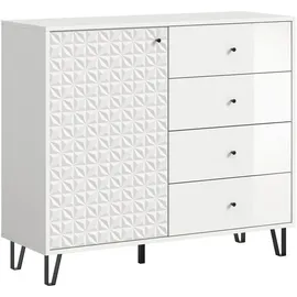 VCM Highboard Prisma 110 x 96 x 40 cm Weiß Hochglanz