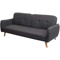 Mendler Schlafsofa HWC-J18, Couch Klappsofa Gästebett Bettsofa, Schlaffunktion Stoff/Textil 185cm ~ anthrazit-grau