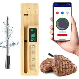 Fleischthermometer Kabellos 200m Bluetooth Grillthermometer IP68 Meat Thermometer Bratenthermometer für Backofen Grill Smoker Rotisserie Airfryer Sicher im Geschirrspüler