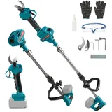 2 IN 1 Akku Astschere für Makita 18V Akkus, Bürstenlosen Elektrisch Astsäge Schere, Gartenschere Teleskopstange 1.35M, 28-40mm Schnittdurchmesser, LCD zum Beschneiden von Bäumen Obstbäumen (ohne Akku)