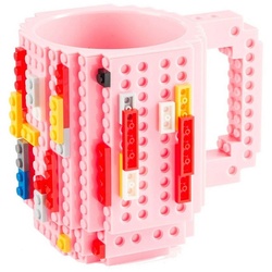 Goods+Gadgets Tasse Brick Mug Tasse mit Bausteinen, Kunststoff, Kaffeetasse Kaffee-Becher 350ml rosa