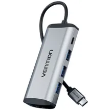 Vention USB-C auf USB-C Dockingstation - 3x USB3.0, PD 0,15m - grau microSD- und SD-Kartenleser