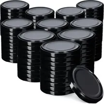 Kadax Einmach-Deckel Set aus Metall "Virbo", mit 6 Einrastzähnen, Schwarz, 82 mm, Twist-Off-Deckel Metall,100 Stück,Schwarz - Schwarz