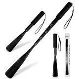 POOTACK Schuhlöffel Lang, Teleskopischer Schuhlöffel 37-94 cm, Tragbarer Schuhlöffel Ausziehbar aus Aluminiumlegierung für Herren, Damen, Kinder und Senioren - Mattschwarz