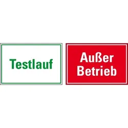 Schild I Doppelseitiges Magnetschild Testlauf - Außer Betrieb, Magnetfolie, 300x200mm