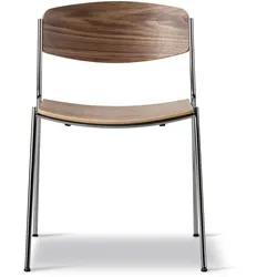 Fredericia Lynderup Stuhl, chrom / walnuss lackiert
