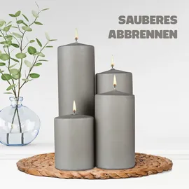 HS Candle Stumpenkerze Ø7 cm 16 cm grau