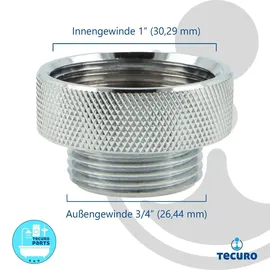 tecuro Aufnahme Adapter Übergangsstück AG 3/4 Zoll auf IG 1 Zoll silber