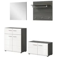 inn.furn Rumba Garderoben-Set 175 x 192 x 0 cm weiß Hochglanz grau