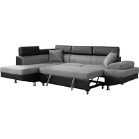 Ecksofa mit Schlaffunktion 'Sophia luxe' - 265 x 190,5 x 80/91 cm - Schwarz/Grau - 5-Sitzer - Ecke links