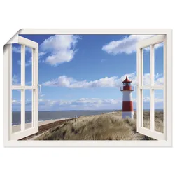Wandbild ARTLAND "Fensterblick - Leuchtturm Sylt", weiß (farbe bild(er): weiß), B:70cm H:50cm, Papier, Bilder, als Leinwandbild, Poster, Wandaufkleber in verschied. Größen
