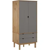 vidaXL Kleiderschrank OTTA Braun&Grau 76,5x53x172 cm Massivholz Kiefer