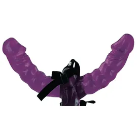 Fetish Fantasy Series Umschnalldildo „Double Delight Strap-on“, zur doppelten Penetration, lila