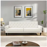 dorel home 3-Sitzer Tyne, Schlafsofa 222 cm, Bettfunktion (110/190cm), pflegeleichter Velours beige