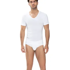 MEY V-Shirt "Noblesse", Herren, Gr. 4XL, weiß, Feinripp, Obermaterial: 100% Baumwolle, körpernah hüftbedeckend, V-Ausschnitt, Shirts, ohne auftragende Seitennähte