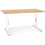 KADIMA DESIGN Schreibtisch, Beige, Holz, Rechteckig,Rechteckig, Kufe, 140x86x70 cm | Holz-Metall Platzsparend | Arbeitstisch Beige-Weiß -