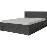 FURMEB24 - WER - 180 x 200 cm Bettgestell mit Lattenrost - Metall Bettrahmen mit ger€umigem Boxkasten -Anthrazit - Seitliche ffnung - Grau