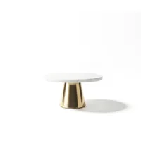 Echtwerk stilvolle Tortenplatte aus Marmor, Kuchenplatte mit Standfuß, Gebäckständer zum Servieren von Speisen, Obst, Käse und Desserts, Tortenständer für Party oder Hochzeit, Gold-Edition, Ø 22 cm