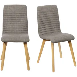 Home Affaire 4-Fußstuhl HOME AFFAIRE "Arosa Esszimmerstuhl, Polsterstuhl, Küchenstuhl, Speisestuhl, Essstuhl", braun (hellbraun, natur), B:49,5cm H:90,5cm T:58cm, Massivholz, Polyester, Sperrholz, Stühle, 2er-Set, Beine aus Massivholz Eiche oder Buche, mit gestepptem