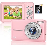 autolock Digitalkamera Fotokamera HD 1080P 44MP mit 16X Digitalzoom Kompaktkamera (Wiederaufladbare Kompaktkamera für Kinder Erwachsene Anfänger) rosa
