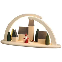 Seiffener Volkskunst LED Lichterbogen Stadt mit Weihnachtswichtel 42 x 21 x 13 cm