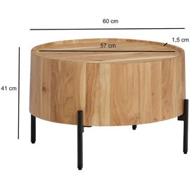 KADIMA DESIGN Couchtisch Akazie Holz, Echtholz,Akazie, Rund,Rund, Stativgestell, 60x41x60 cm Wohnzimmer, Wohnzimmertische, Couchtische