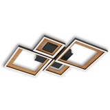 Briloner Leuchten - Deckenlampe LED, Stufenweise Dimmbar, schwenkbare Deckenleuchte, LED Frame, Hinterschnitt, Schwarz-Holz, 530x530x80 mm, 3727-015