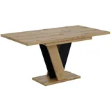 altdecor Esstisch 120-160 x 90 x 75 cm Artisan Eiche Optik/schwarz