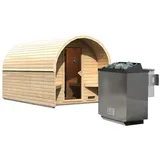Karibu Fasshaus 3 mit Bio-Ofen 9kW und externe Steuerung Easy