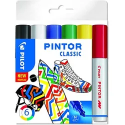 PILOT PINTOR Classic Kreativmarker farbsortiert 4,0 - 12,0 mm, 6 St.