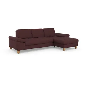 sit&more Ecksofa SIT & MORE "Westham L-Form", lila (chianti), B:275cm H:88cm T:172cm, 90% Polyester 10% Polyamid, Sofas, Ecksofa, mit Recamiere, mit oder ohne Bettfunktion, Bettkasten, Füße Eiche
