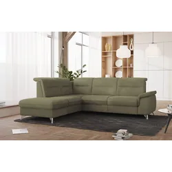 Ecksofa SIT & MORE "Astoria L-Form", grün, B:256cm H:91cm T:225cm, 100% Polyester, Sofas, wahlweise mit motorischer Relaxfunktion