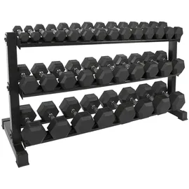 Sport-Tec Kompakthantel-Ständer-Set mit 16 Paar Hex Hanteln 1-25 kg